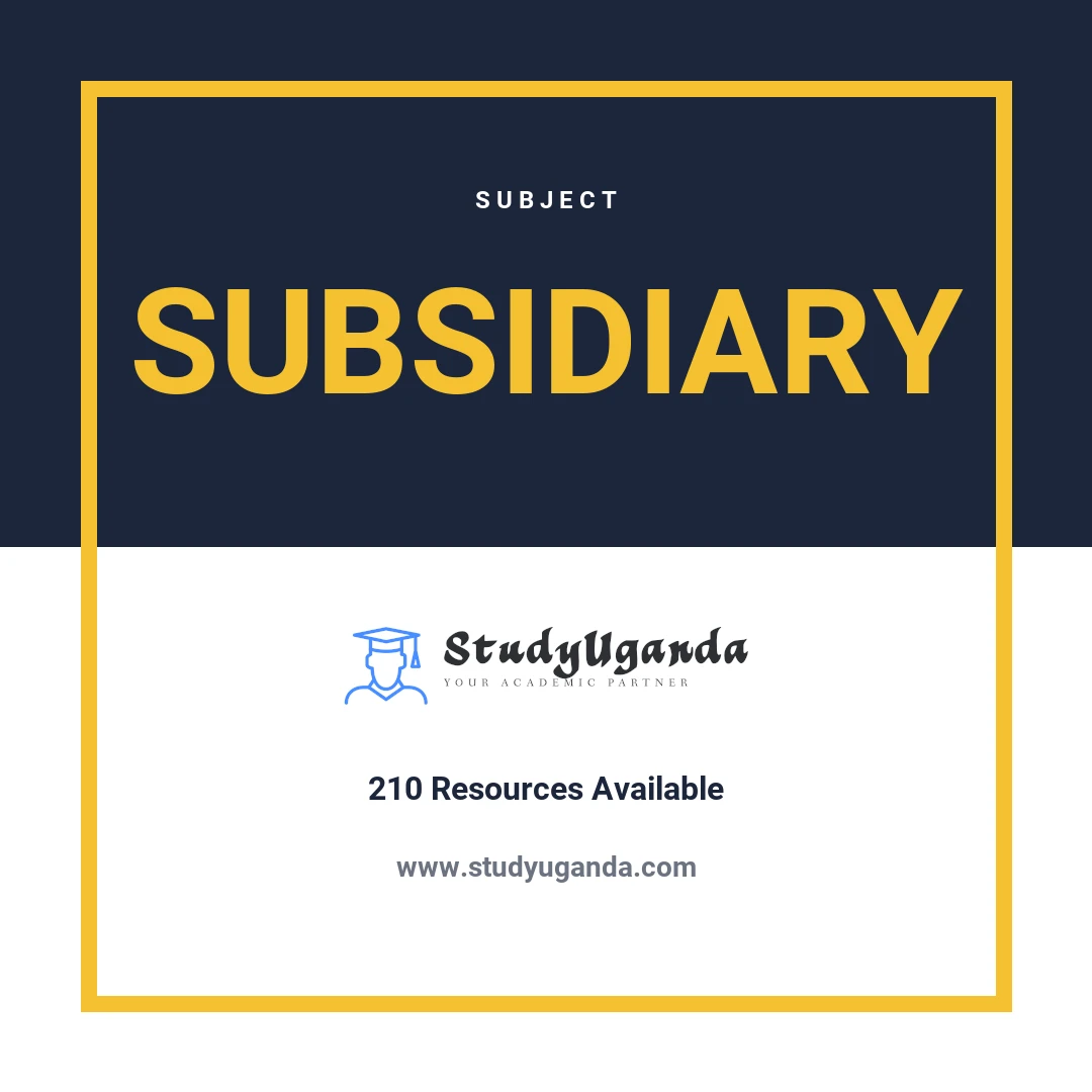 Subject Subsidiary ICT Category Card